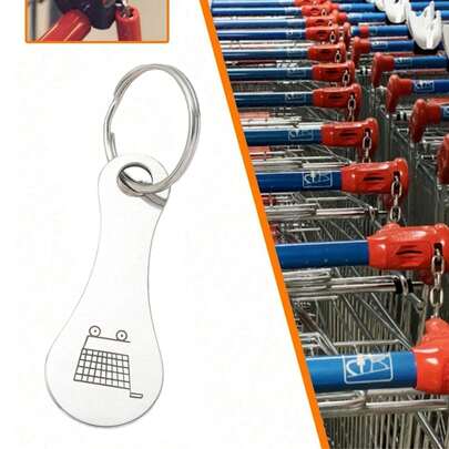 1pc Creative Supermarket Shopping Cart Laser Keychain, Anti-Lost Tag Keyring Accessory, School & Car Accessories, Cute Gothic Y2K Style