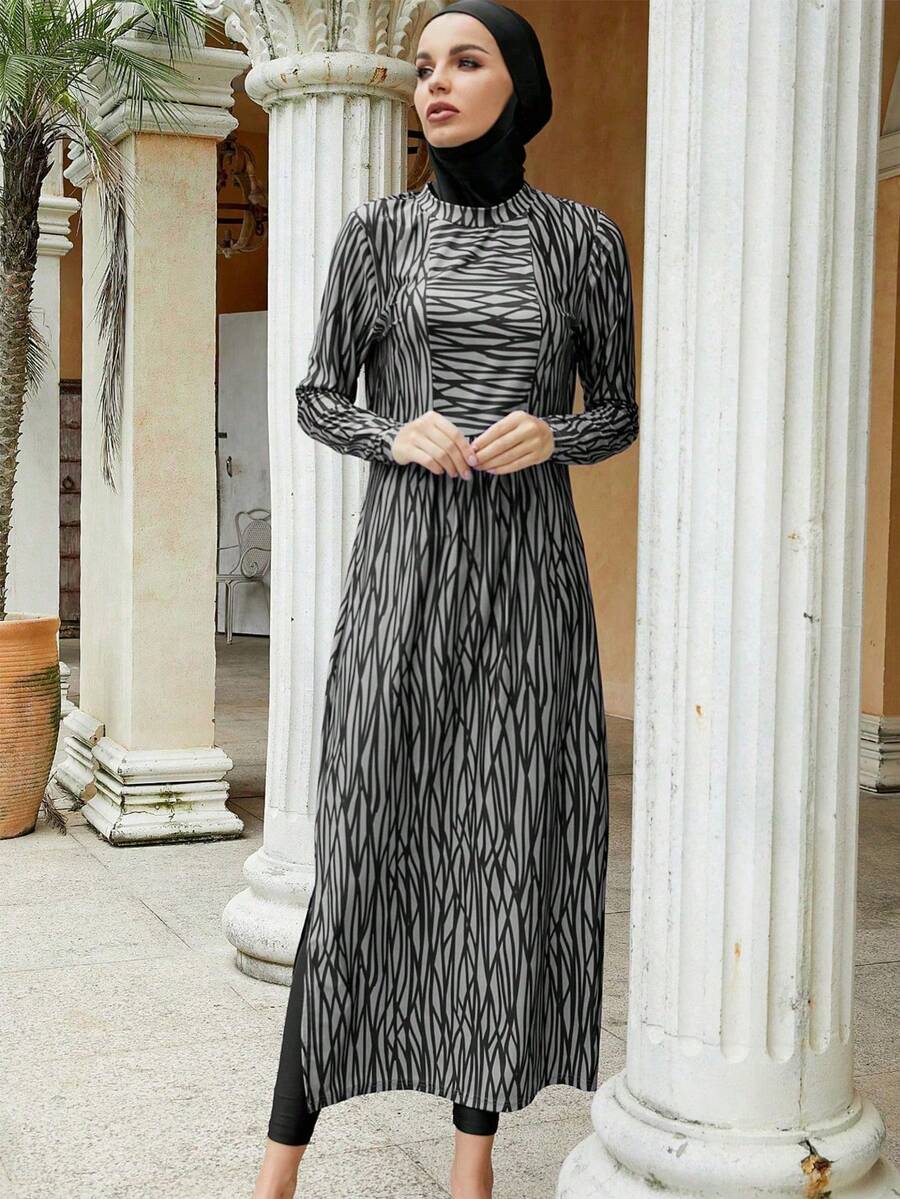 VFJ Burkini Swimsuits For Women Full Coverage Long Sleeve Muslim Islamic Swimwear Burkini Bathing Suit With Hijab