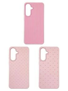 3pcs Set Soft Faux Leather Texture Bowknot/Stripe/Polka Dot Phone Case, Cute Girly Aesthetic Design, Shock-Resistant Protective Cover Compatible With IPhone & Galaxy - Multicolor - View 37