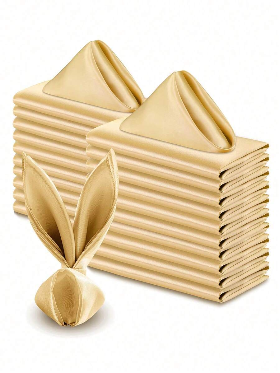 8 peças/4 peças Conjunto de Guardanapos de Cetim Dourado - Guardanapos de Pano de 30x30cm, Conjunto de Guardanapos de Cetim Quadrados - Macios e Reutilizáveis, Ideal para Casamentos, Festas, Dia das Mães, Dia dos Namorados, Formatura, Almoços, Decoração de Restaurante
