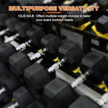 Hex Dumbbells Rubber Coated Hand Weights For Exercises And Fitness 10-50LB Optiongift - 10磅單磅 - 查看 4
