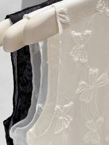 Mushroom Lace Trim Mock Neck Sleeveless Slim Fit Knit Tank Top, Black Detachable Collar - Multicolor - View 9