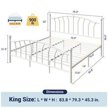 Allewie 14 Inch Twin/Full/Queen/King Size Metal Platform Bed Frame With Heart-Shaped Headboard And Footboard/Iron-Art Mattress Foundation/Under Bed Storage/No Box Spring Needed/Easy Assembly/Noise-Free/White - trắng - Xem 11