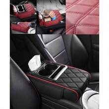 Caja de almacenamiento para alfombrilla de reposabrazos, tapa central 5 en 1, con 2 bolsas de almacenamiento, portavasos, compartimento para pañuelos y compartimento para teléfono. Apto para sedanes. Accesorios y almacenamiento interior disponibles en cinco colores. - Gris - Ver 4