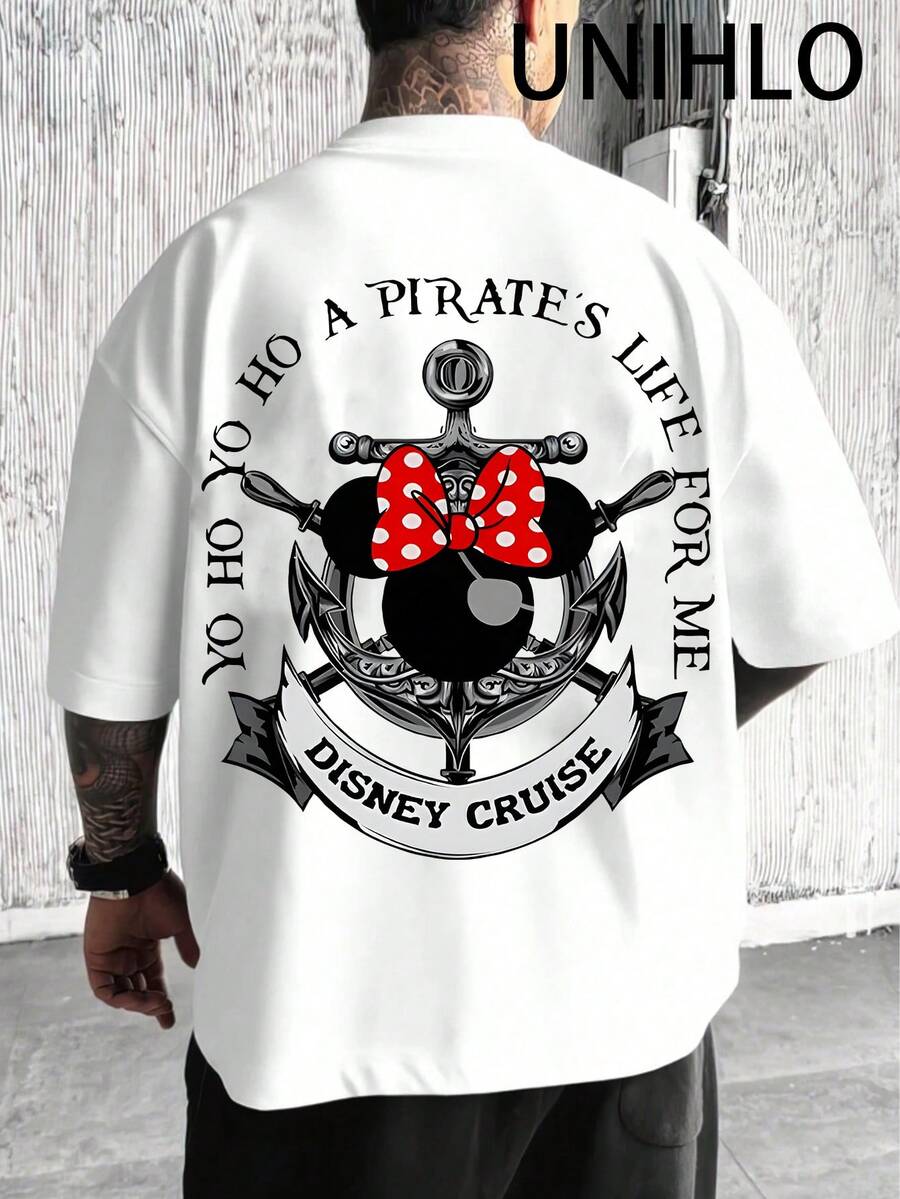 UNIHL CRUISE DISNEY  Print  Summer Casual Versatile Pure Cotton T-Shirt Suitable For Any Place - White - View 1
