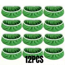 6/12 Pieces Of Reusable Ultra-Fine Fiber Green Mop Pad - Super Absorbent And With Elastic Band Design, Wet/Dry Cleaning Cloth, Suitable For Hardwood Flooring, Tile And Sub Adhesive Flooring, Can Be Installed With Standard Mop - green - 查看 8