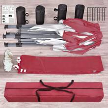 MCC Direct Pop-Up Gazebo 3m X 3m With Sides 2 Wind Bars & 4 Weight Bags & Silver Protective Layer Waterproof Marquee Canopy WS - Red - View 5