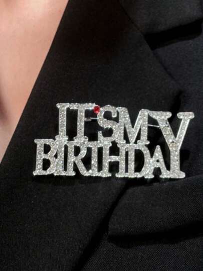 1pc Luxury English Letter Brooch, Fashion High-End Lapel Pin Suit Decoration Accessory, Suitable For Men & Women Birthday Party/Gift/Decoration, Also Suitable For School Or Christmas Wear