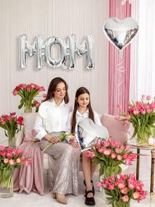 Bộ 3 bóng bay trang trí Ngày của Mẹ, gồm bóng bay chữ "Mom" và bóng bay hình trái tim, thích hợp để kỷ niệm Ngày của Mẹ, kỷ niệm ngày cưới, tiệc sinh nhật của mẹ, trang trí Ngày của Mẹ hạnh phúc. - Nhiều màu - Xem 3