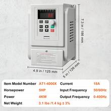 4kW 18A 5PS Frequenzumrichter VFD AC 220–240V Frequenzregler Drehzahlregler Frequenzwandler Wechselrichtermotor VFD Inverter Variable Frequency Driver inkl. 20cm Steuerkabel - 4 kW 18 A 5 PS - Übersicht 7