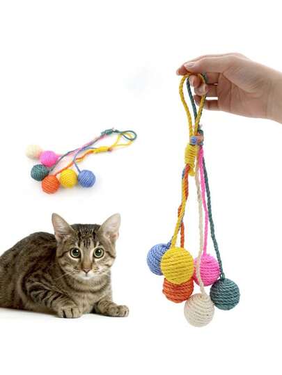 1pc Random 3-Color Cat Scratching Ball Toy, Hanging Cat Scratching Ball & Interactive Toy, Designed For Indoor Cat Cages/Enclosures, Meets Cats' Diverse Play Needs