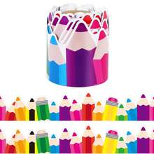 School Back To School Season Colorful Pencil Blackboard Bulletin Board Border Decorative Paper No Glue Needed - Single Piece - View 2