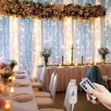 1pc 600/300/200/100 LED Window Curtain String Lights With 8 Lighting Modes, USB Powered Atmosphere Lights For Indoor, Holiday, Party, Wedding, Room & Window Decor (Remote Control Batteries Not Included) - USB Plug - View 13