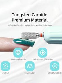 klimonla 1pc Tungsten Steel Cylindrical Flat Head Nail Drill Bit, Dustproof Nail Drill Bit, Electric Grinding Machine Drill Bit, Acrylic & Gel Removal Manicure Tool - Multicolor - View 4