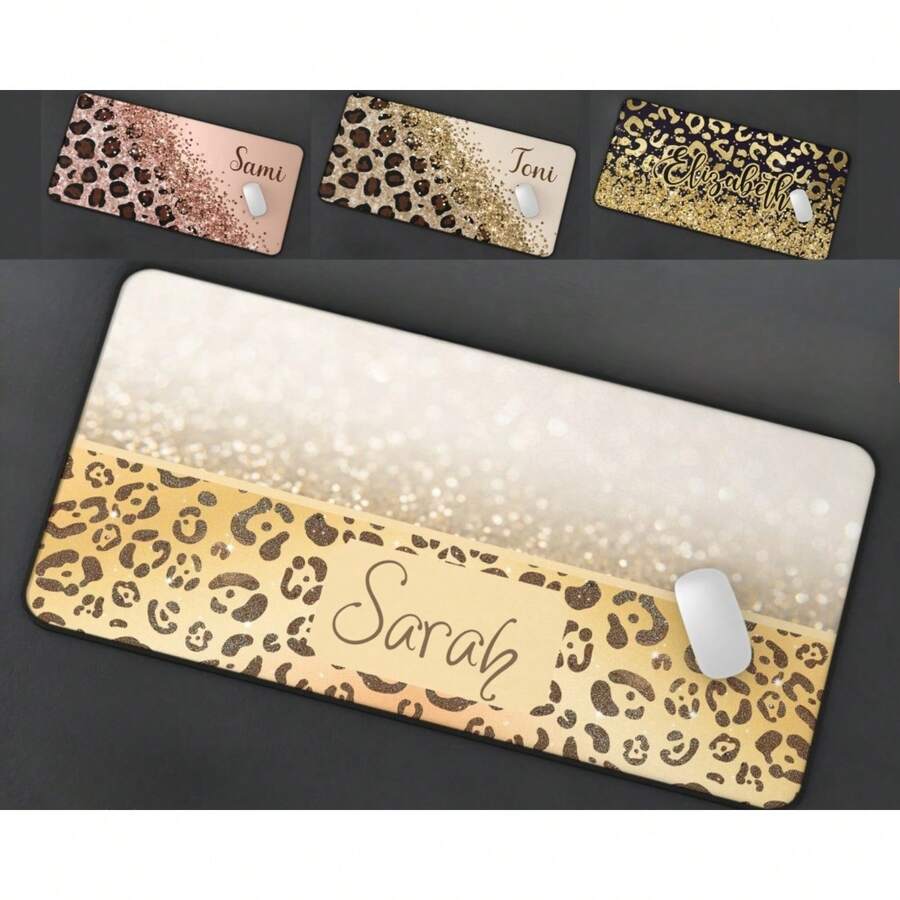 1PC Personalized Cute Leopard Print Large Mouse Pad With Stitched Edges, Custom Rectangle Gaming Mousepad Gift For Friend Girlfriend Boyfriend, Perfect Gift For Birthday, Anniversary, Valentine's Day, 2026 Back-To-School Season - 23.6" X 13.8" - 03 - View 1