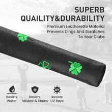 FINGER TEN Extra Large Golf Alignment Stick Cover 1 Pack, High-Quality PU Leather Cover With Stylish Design Fits 5–7 Alignment Rods, Durable Protective Sleeve For Practice & Travel - Four Leaf Style - View 5