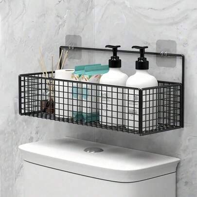 壁挂式浴室收纳架，免钻孔浴室置物架，淋浴置物篮，适用于梳妆台壁挂式收纳，浴室装饰及配件，实用收纳架，多功能收纳篮，浴室用品，宿舍必备，返校必备浴室配件，浴室工具，浴室配件