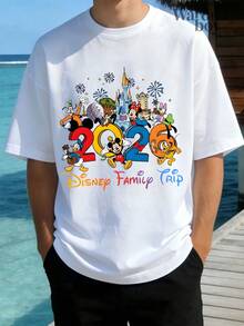Disney Printed T-Shirt,Men's  2026 Disney Family Vacation Kids' T-Shirt: Epcot Girl Disney World Trip T-Shirt, Cartoon Theme Park Inspired Travel Tee, Unisex,High-Quality Pure Cotton T-Shirt,Suitable For All Seasons, Comfortable And Breathable| Exquisite Design | The Best Choice For Giving Gifts - White - View 1