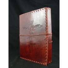 Handmade Large Leather Diary Journal Sketchbook - DRAGONS Design - Unlined Paper - A - View 3