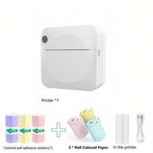 迷你打印机，热敏无墨贴纸打印机，附赠6卷打印纸，可用于打印图片、照片、学习笔记、日记、DIY，兼容iOS和安卓系统 - 彩色 - 查看 19