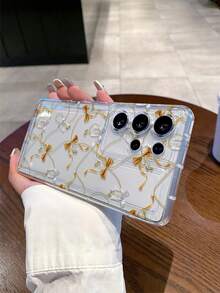 1件装时尚创意蝴蝶结链条卡通小马图案透明气囊TPU材质防摔手机壳，适合作为节日礼物，适用于三星S25、S24、S23、S22、A05、A73、A53等型号 - 彩色 - 查看 4