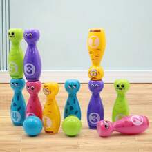 Juguetes de bolos para niños, caja de regalo con expresión divertida de dibujos animados, embalaje adecuado para juegos de en interiores y exteriores, 10 botellas y 2 bolas SX4U - juguete de bolos - Ver 7