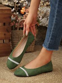 Mocasines planos con aplicaciones de strass, transpirables y cómodos, versátiles para la oficina y el uso diario, para primavera/otoño - Verde - Ver 2