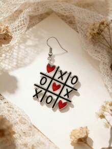 1对心形拼图耳环，2D亚克力创意字母设计耳环（女士款） - 彩色 - 查看 4