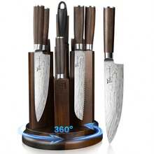 Kitchen Knife Set With Magnetic Block And Sharpener 14 Piece Knife Set 360 Rotatable Holder Ultra Sharp High Carbon Stainless Steel Knives Sets With Steak Knives Ideal Gift - Rotatable Block - View 7