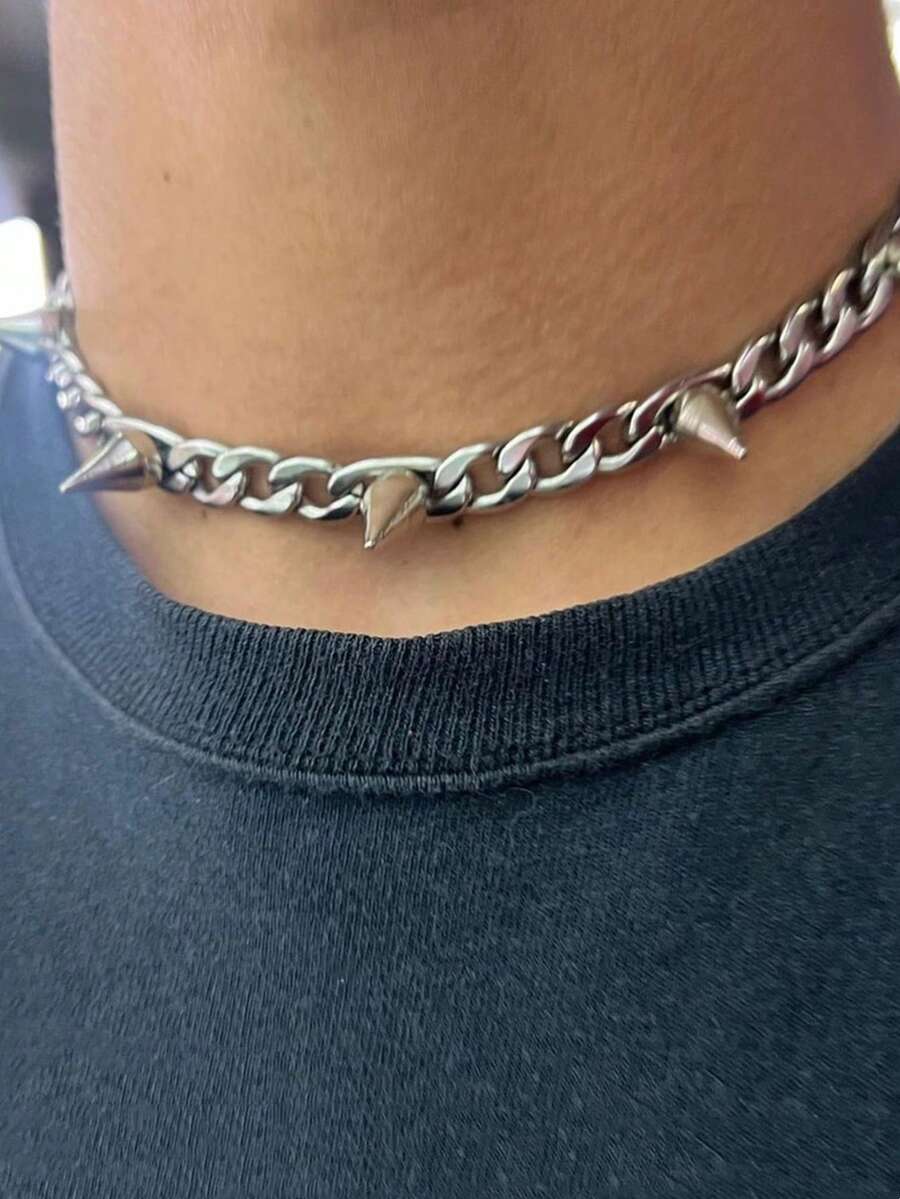 1PC Hip -Hop Metal Rivet Pendant Necklace For Women Men Punk Rock Gothic Fashion Necklace Charm 90s Aesthetic Jewelry Gift - Necklace - View 1