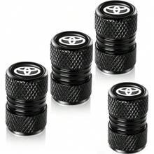 NEW- Tire Valve Stem Caps For  , Corolla, RAV4, Highlander Metal Car Wheel Air Caps Auto Valve Stem Caps Accessories 4 Pcs Black - black01-Tire-A6 - Xem 1
