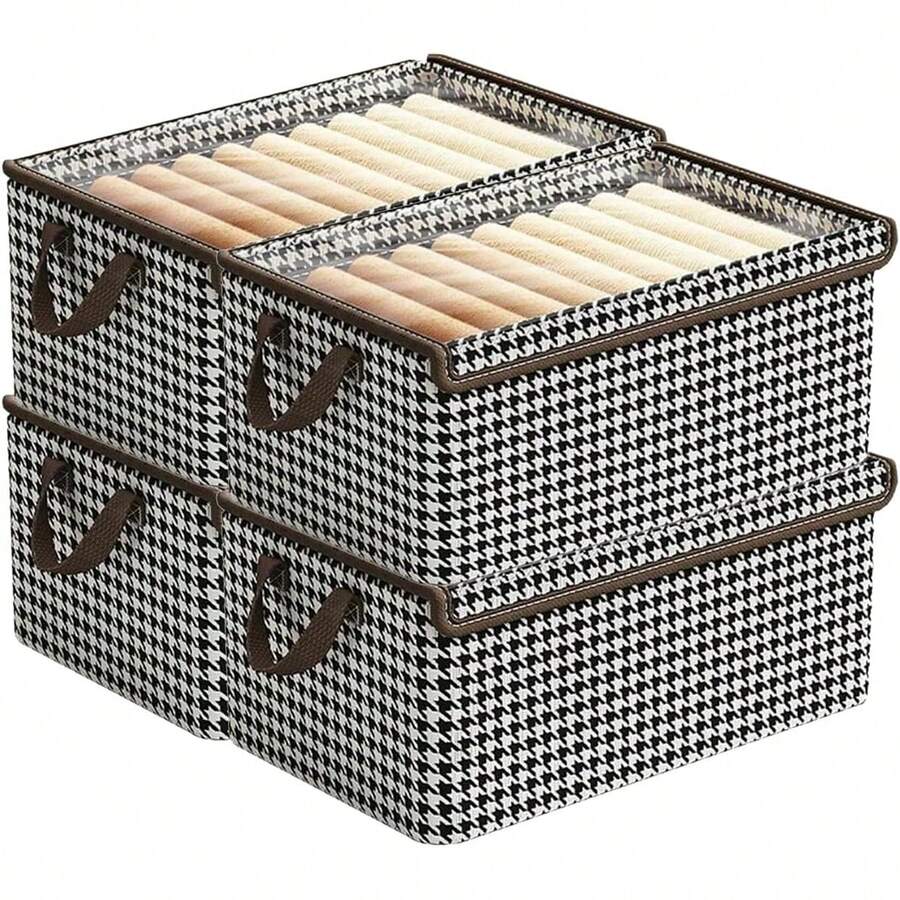 Caja de almacenamiento plegable de tela no tejida con mango para ropa, vaqueros, mantas, organizador de armarios y estantes - talla negra XL - Ver 1