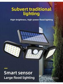 1/2PCS High Brightness 74 LED Solar Wall Light Motion Sensor Outdoor Courtyard LED Floodlight IP65 Household Waterproof Solar Light - màu đen - Xem 1