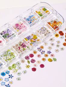 1盒3D木浆花朵美甲装饰套装 - 逼真蝴蝶花朵美甲贴纸，透明装饰，适用于凝胶指甲油设计、DIY美甲沙龙贴纸、新娘婚礼派对美甲配件 - 彩色 - 查看 2