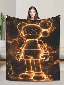 Kawss Kawaii Kaw Blanket Luxury Anime Flannel Blanket - Ultra Soft Cartoon Print, The Perfect Gift For Any Occasion, Christmas, Birthday, For Home, Camping & Travel Use - Black - View 2