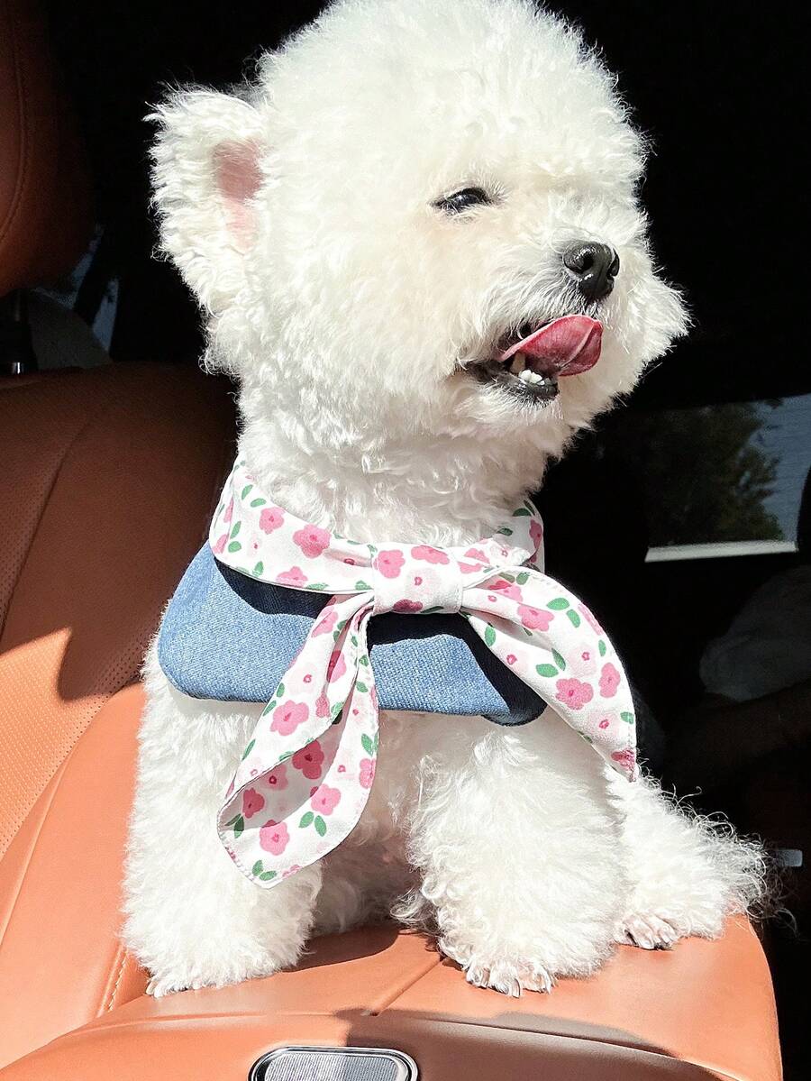 PETCIRCLE 1件宠物狗猫可爱小型犬幼犬户外时尚休闲浪漫可爱配饰玫瑰蝴蝶结围兜 - 彩色 - 查看 1