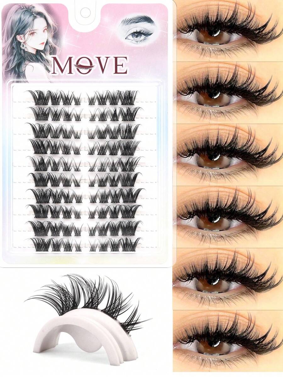 80片装（8-14毫米）狐狸睫毛D型卷翘貂毛睫毛扩容套装，自然柔软，打造纤长美睫。睫毛簇，单根睫毛，假睫毛，假睫毛 - 查看 1