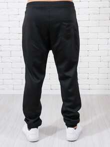 Men's Plus Size Sweatpants With Zippered Pocket - 黑色 - 查看 2