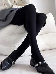 1双女士80D黑色紧身裤袜，简约纯色，连裤袜 - 黑色 - 查看 6