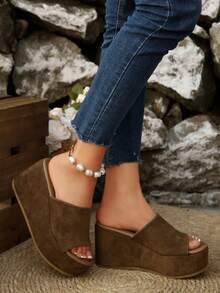 2025 Latest Halloween Colorful Skeleton Atmosphere Sandals, Popular Platform Women's Slides, College Style Ladies Thick Bottom Open Toe Sandals With Skeleton Pattern, Comfortable Increased Height Wedge Heel Outdoor Wear - Dark Khaki - View 6
