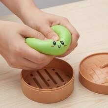 Giant Glitter Dumpling Squishy Toy - Cute Dim Sum Fidget Sensory Stress Ball For Adults & Kids, Soft Squeeze Dough Ball With Steamer Basket, Stretchy Desk Decor - 彩色 - 查看 4