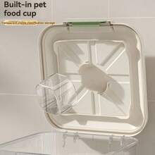 Multifunctional Grain Storage Bucket, With Roller For Easy Movement, With Grain Cup For Easy Access - Transparent [30 Catties ] + Universal Wheel + Measuring Cup - View 4