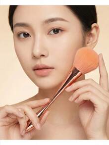 1/2 piezas Brocha de maquillaje en polvo grande, Set de brochas de maquillaje con forma de cintura, Brocha de maquillaje en polvo roja de pelo suave con forma de cintura, Set de brochas de maquillaje individuales para contornear - Multicolor - Ver 4