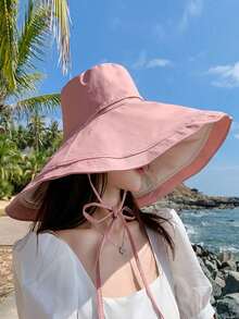 1pc New Double-Sided Wide Brim Women Bucket Hat, Summer Sun Protection - A - View 10