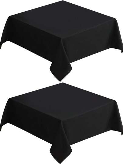 60 X 60 Inch White/Black Square Tablecloth, Suitable For Square Or Round Tables - Heavy Duty Washable Fabric - Ideal For Buffet Tables, Holiday Parties, Dinners, Weddings And Baby Showers