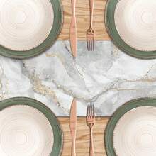Marble Table Runner, Gold & Gray, Suitable For Dining Table, Vanity, Coffee Table, Home Kitchen And Dining Room - Multicolor - View 7