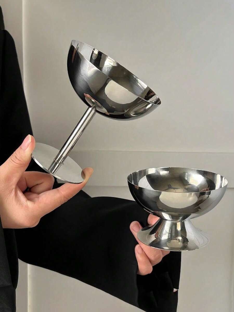 Unbreakable Stainless Steel Coupe Glasses - Stemmed Cocktail Cups For Martini, Ice Cream And Dessert