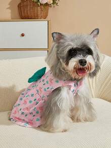 1pc Non-Stretch Polyester Material Sweet & Cute Pet Princess Dress, Decorated With Adorable Bow Tie And Cartoon Pattern Print, Suitable For Poodles And Other Pets To Wear In Spring And Summer, Making Dogs Happy. (This Product Is Made Of Non-Stretch Fabric, Usually Runs Small, Recommend Purchasing 1-2 Sizes Up From Your Normal Size) - Multicolor - View 4