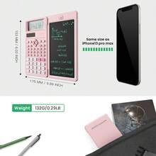 1pc 2-In-1 Foldable LCD Screen + Notebook, Professional Portable Foldable Student Calculator, Upgraded Version Of Solar Scientific Calculator With 417 Functions LCD Notebook, Back To School - Calculator - View 2