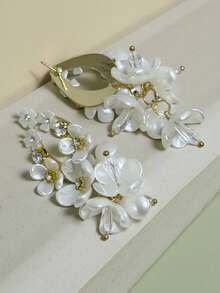 1 Pair Fashion Geometric Resin Faux Pearl Flower & Teardrop Pendant Earrings, Suitable For Daily Wear And Vacation - Multicolor - View 4